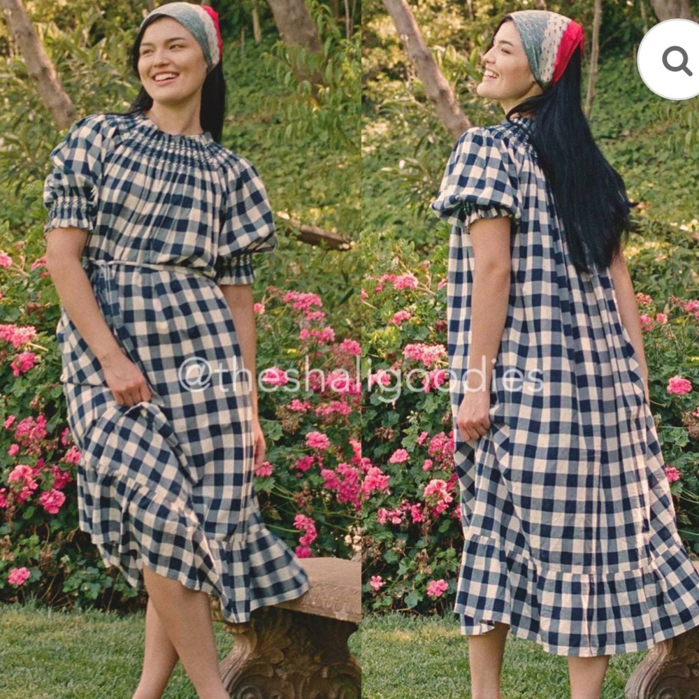 DOEN x HTH Whisper Dress in Navy Gingham